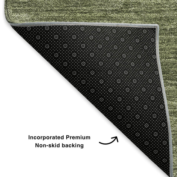 HomeRoots 5' X 8' Olive Green & Ivory Abstract Area Rug - Washable, UV-Protected, Stylish & Durable Design! 653586