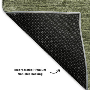 HomeRoots 8' X 10' Olive Green & Ivory Abstract Washable Area Rug – Durable, Stylish, UV Protected for Homes 653588