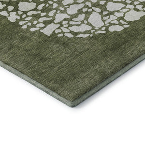 HomeRoots 8' X 10' Olive Green & Ivory Abstract Washable Area Rug – Durable, Stylish, UV Protected for Homes 653588