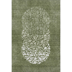 HomeRoots 8' X 10' Olive Green & Ivory Abstract Washable Area Rug – Durable, Stylish, UV Protected for Homes 653588