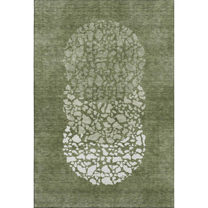 HomeRoots 10' Olive Green & Ivory Abstract Washable Area Rug - Stain Resistant, UV Protected for Family Spaces 653590