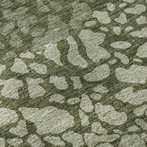 HomeRoots 10' Olive Green & Ivory Abstract Washable Area Rug - Stain Resistant, UV Protected for Family Spaces 653590