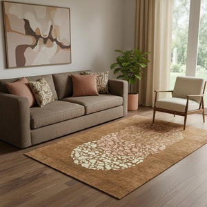 HomeRoots 5' X 8' Chili Red & Ivory Abstract Area Rug – Stylish, Durable, UV-Protected for Modern Living Spaces 653592