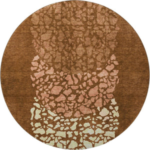 HomeRoots 8' Chili Red and Ivory Abstract Round Rug – Durable, Washable, UV-Protected for High-Traffic Homes 653593