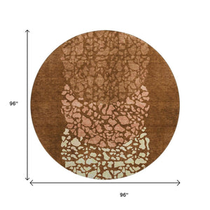 HomeRoots 8' Chili Red and Ivory Abstract Round Rug – Durable, Washable, UV-Protected for High-Traffic Homes 653593