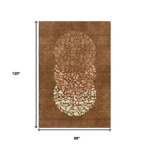HomeRoots 8' X 10' Chili Red & Ivory Abstract Area Rug - Washable, Durable, UV-Protected for Modern Spaces 653594