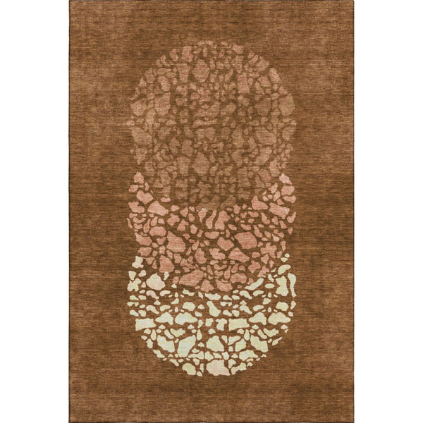 HomeRoots 9' X 12' Chili Red & Ivory Abstract Area Rug - Durable, Washable, Stain Resistant with UV Protection! 653595