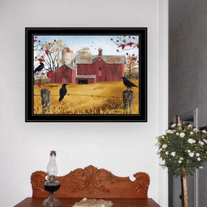English Elm "autumn Gold" Billy Jacobs Pastoral Framed Wall Art Black Wood Ready to Hang B06785248