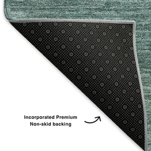 HomeRoots 8' X 10' Teal and Ivory Abstract Washable Area Rug - Durable, Stylish, UV-Protected for High-Traffic Spaces 653600