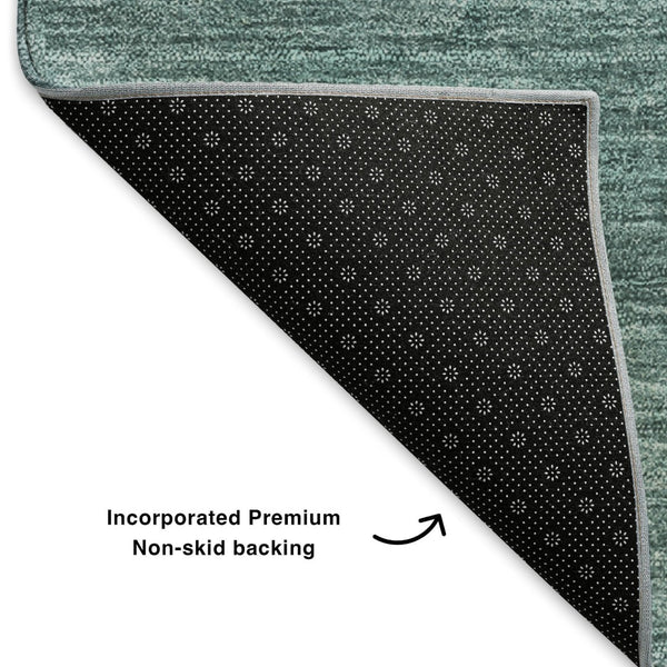 HomeRoots 8' X 10' Teal and Ivory Abstract Washable Area Rug - Durable, Stylish, UV-Protected for High-Traffic Spaces 653600