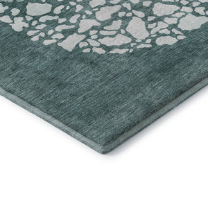 HomeRoots 8' X 10' Teal and Ivory Abstract Washable Area Rug - Durable, Stylish, UV-Protected for High-Traffic Spaces 653600