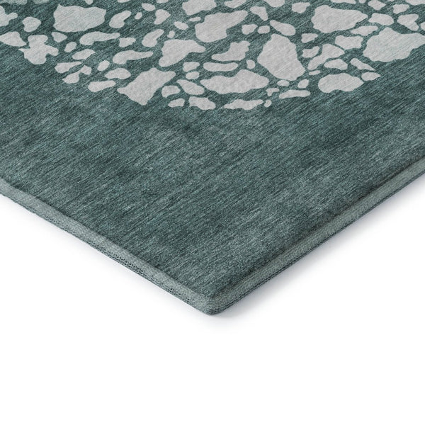 HomeRoots 8' X 10' Teal and Ivory Abstract Washable Area Rug - Durable, Stylish, UV-Protected for High-Traffic Spaces 653600