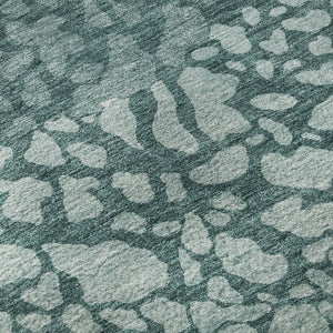 HomeRoots 9' X 12' Teal and Ivory Abstract Area Rug - Washable, UV Protected, Perfect for Homes with Kids & Pets 653601
