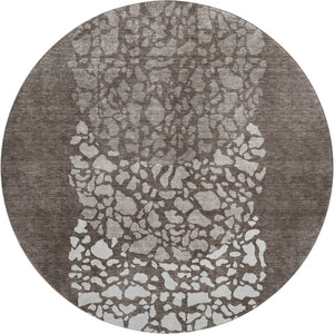 HomeRoots 8' Taupe and Ivory Abstract Washable Round Rug - UV Protected, Durable, Easy Care for Every Room 653605