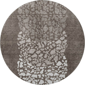 HomeRoots 8' Taupe and Ivory Abstract Washable Round Rug - UV Protected, Durable, Easy Care for Every Room 653605