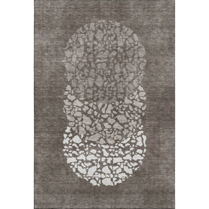 HomeRoots 10' X 14' Taupe And Ivory Abstract Area Rug - Durable, Washable, UV-Protected for Modern Spaces 653608