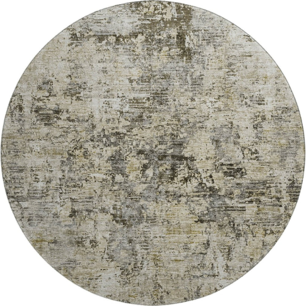 HomeRoots 8' Taupe Beige and Gray Abstract Area Rug - Washable, UV-Protected, Durable for Family Spaces 653611
