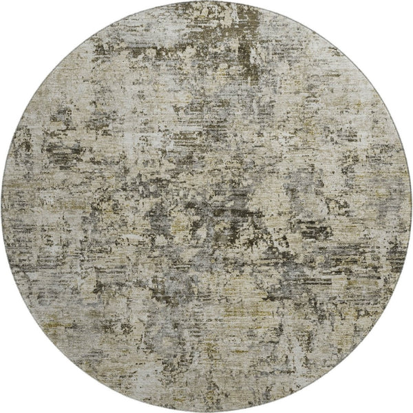 HomeRoots 8' Taupe Beige and Gray Abstract Area Rug - Washable, UV-Protected, Durable for Family Spaces 653611