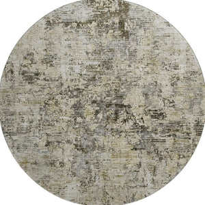 HomeRoots 8' Taupe Beige and Gray Abstract Area Rug - Washable, UV-Protected, Durable for Family Spaces 653611