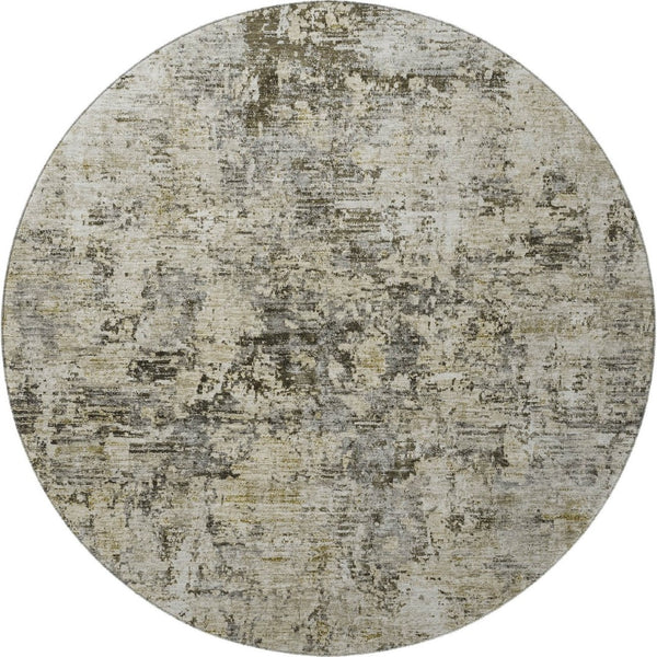 HomeRoots 8' Taupe Beige and Gray Abstract Area Rug - Washable, UV-Protected, Durable for Family Spaces 653611