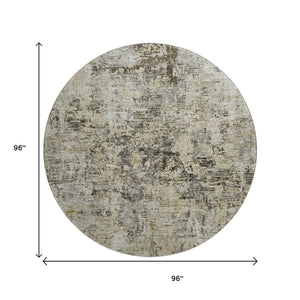 HomeRoots 8' Taupe Beige and Gray Abstract Area Rug - Washable, UV-Protected, Durable for Family Spaces 653611