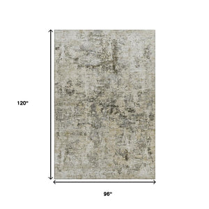 HomeRoots 8' X 10' Abstract Washable Area Rug in Taupe, Beige & Gray - Durable, UV-Protected & Easy Care! 653612