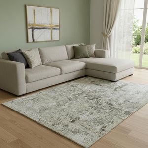 HomeRoots 9' X 12' Stylish Taupe Beige and Gray Abstract Area Rug - Washable, UV-Protected, Stain-Resistant 653613