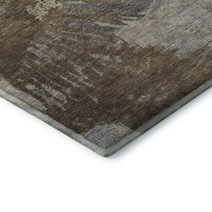 HomeRoots 5' X 8' Washable Area Rug in Brown Beige and Gray - Durable, UV-Protected, Modern Design for Homes 653616