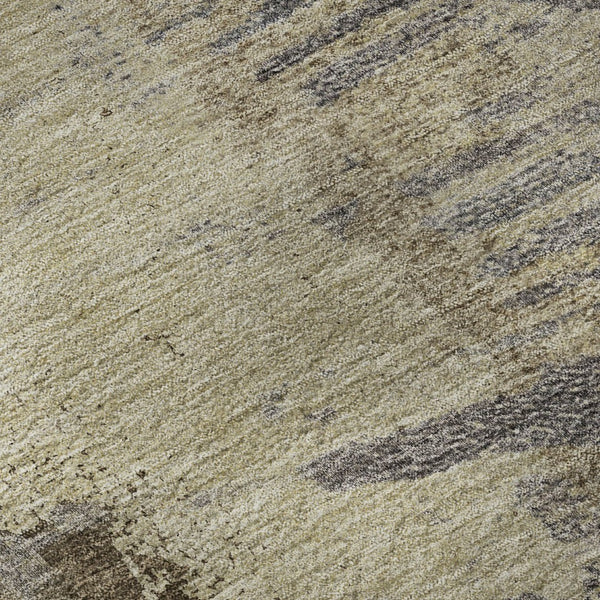 HomeRoots 8' Washable Round Rug in Brown, Beige & Gray - Abstract Design with UV Protection & Stain Resistance 653617