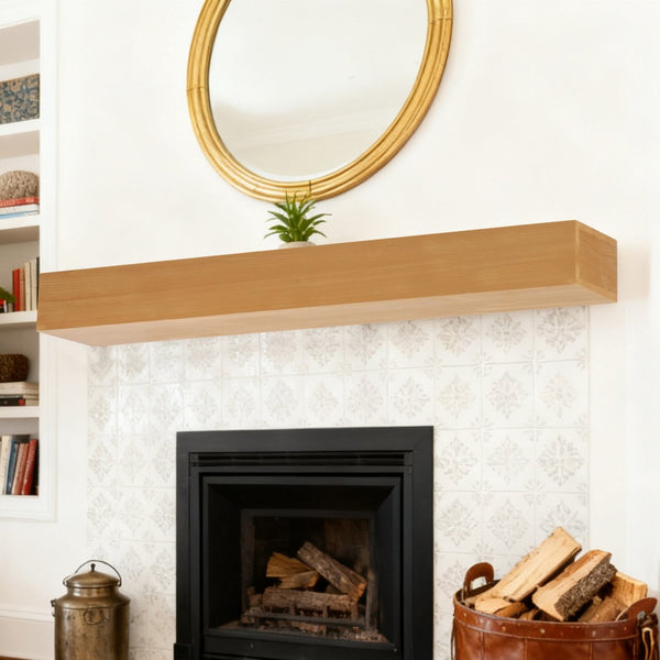 English Elm 60'' Solid Fir Wood Fireplace Mantel Floating Shelf for Farmhouse Living Room Decor Light Brown W2640P386627