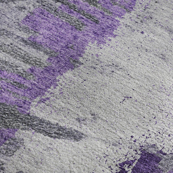 HomeRoots 5' X 8' Modern Purple Ivory Gray Abstract Area Rug - Washable, UV Protected, Durable & Stylish 653634