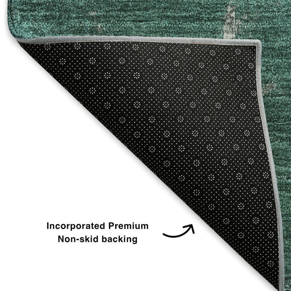 HomeRoots 5' X 8' Teal Ivory Gray Abstract Area Rug - Washable, UV Protected, Durable & Stylish for Any Space 653640
