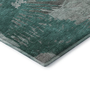 HomeRoots 5' X 8' Teal Ivory Gray Abstract Area Rug - Washable, UV Protected, Durable & Stylish for Any Space 653640