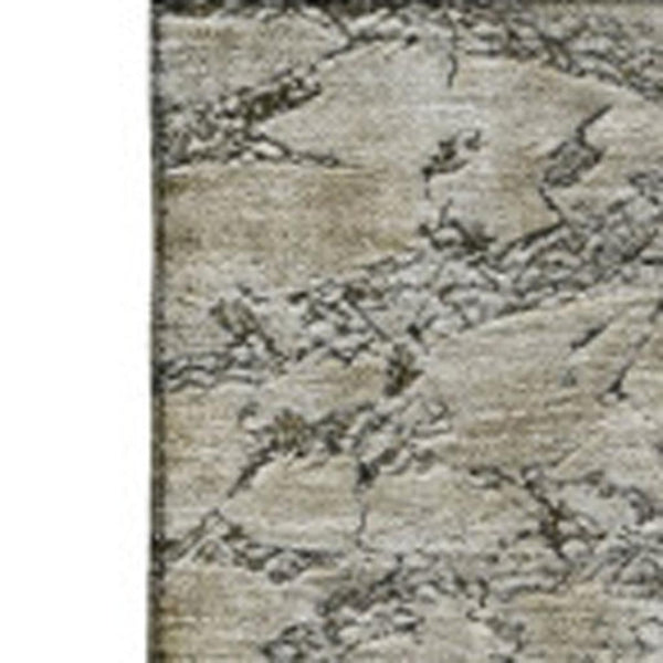 HomeRoots 5' X 8' Modern Abstract Area Rug in Brown, Ivory & Gray – Washable, UV-Protected, Stain Resistant 653646