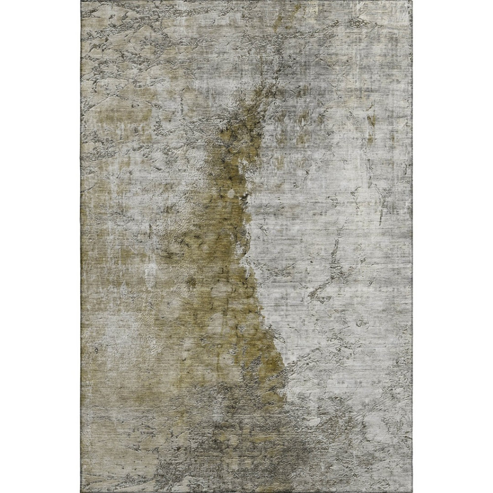 HomeRoots 5' X 8' Modern Abstract Area Rug in Brown, Ivory & Gray – Washable, UV-Protected, Stain Resistant 653646