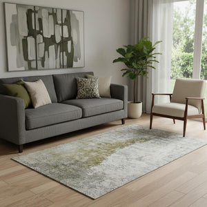 HomeRoots 5' X 8' Modern Abstract Area Rug in Brown, Ivory & Gray – Washable, UV-Protected, Stain Resistant 653646