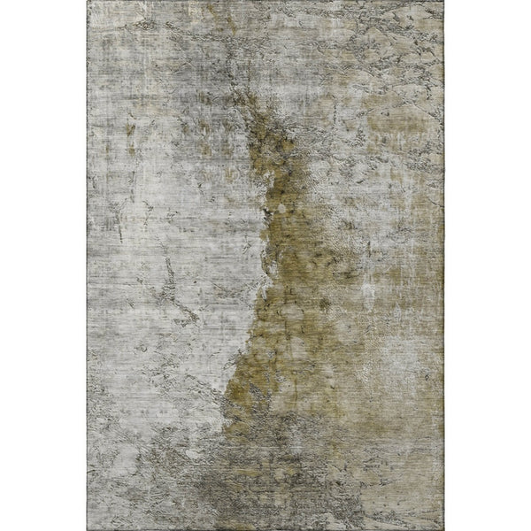 HomeRoots 9' X 12' Abstract Washable Area Rug in Brown, Ivory & Gray - UV Protected, Pet-Friendly Comfort! 653649