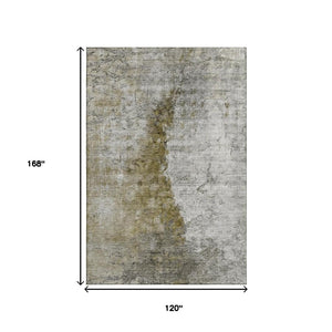 HomeRoots 10' Abstract Area Rug in Brown, Ivory & Gray – Washable, UV-Protected, Stain-Resistant Design for Homes 653650