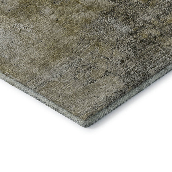 HomeRoots 10' Abstract Area Rug in Brown, Ivory & Gray – Washable, UV-Protected, Stain-Resistant Design for Homes 653650