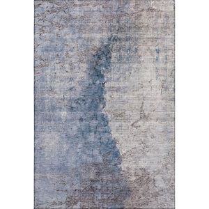 HomeRoots 5' X 8' Blue Ivory and Gray Abstract Area Rug - Stylish, Washable, UV-Protected for All Spaces! 653652