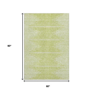 HomeRoots 5' X 8' Artichoke Green And Ivory Abstract Area Rug – Washable, UV Protected, Stain Resistant Design 653661