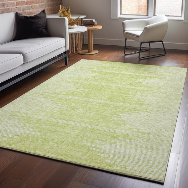 HomeRoots 5' X 8' Artichoke Green And Ivory Abstract Area Rug – Washable, UV Protected, Stain Resistant Design 653661
