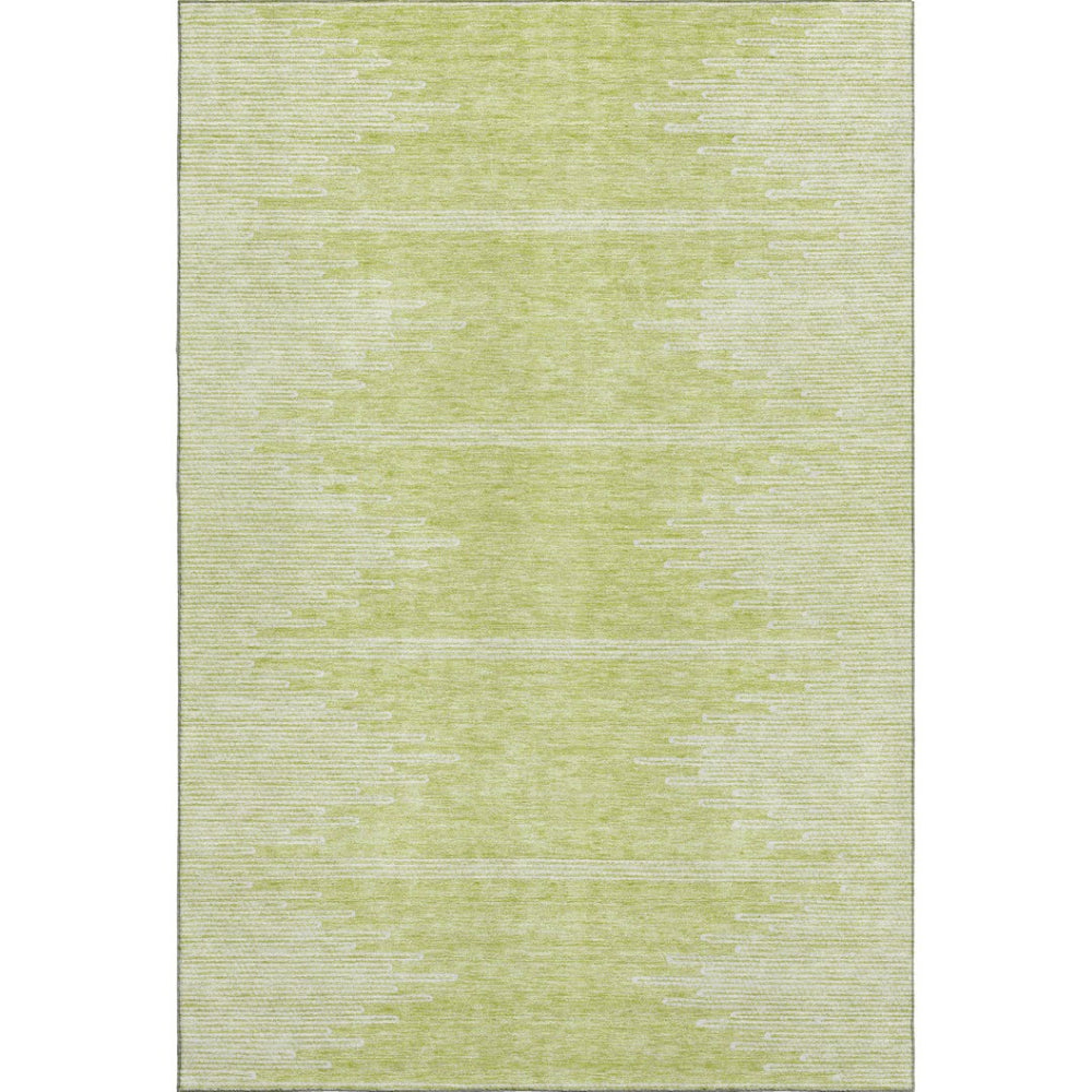HomeRoots 5' X 8' Artichoke Green And Ivory Abstract Area Rug – Washable, UV Protected, Stain Resistant Design 653661