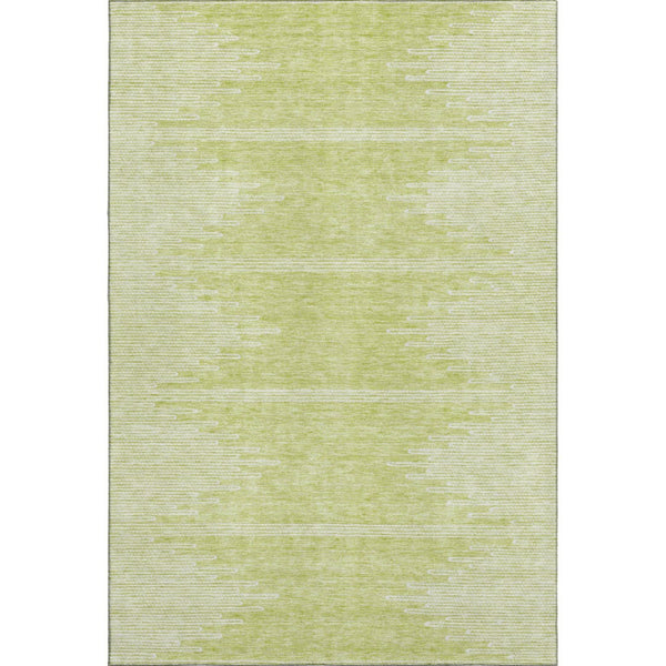 HomeRoots 5' X 8' Artichoke Green And Ivory Abstract Area Rug – Washable, UV Protected, Stain Resistant Design 653661