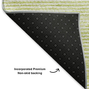 HomeRoots 5' X 8' Artichoke Green And Ivory Abstract Area Rug – Washable, UV Protected, Stain Resistant Design 653661