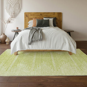 HomeRoots 5' X 8' Artichoke Green And Ivory Abstract Area Rug – Washable, UV Protected, Stain Resistant Design 653661