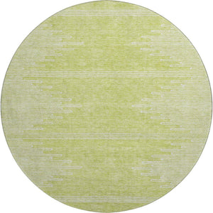 HomeRoots 8' Washable Round Rug in Artichoke Green & Ivory - Durable, UV-Protected, Modern Abstract Design 653662