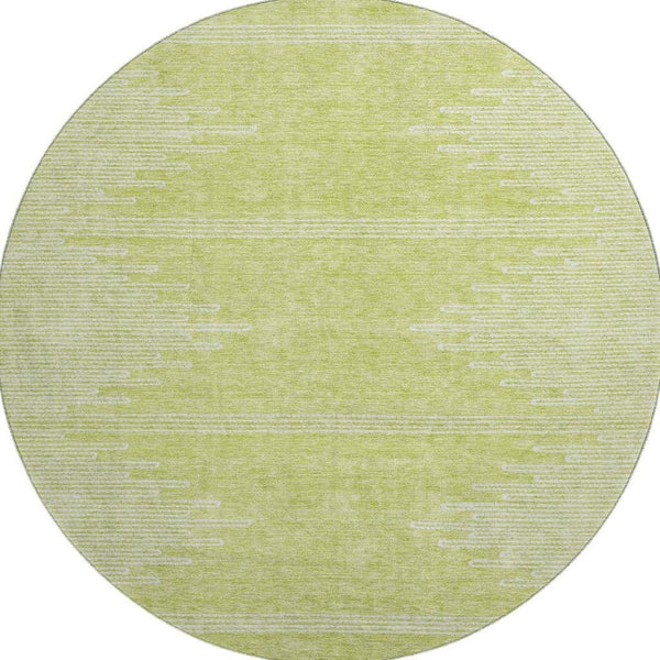 HomeRoots 8' Washable Round Rug in Artichoke Green & Ivory - Durable, UV-Protected, Modern Abstract Design 653662