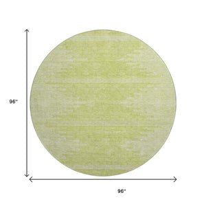 HomeRoots 8' Washable Round Rug in Artichoke Green & Ivory - Durable, UV-Protected, Modern Abstract Design 653662