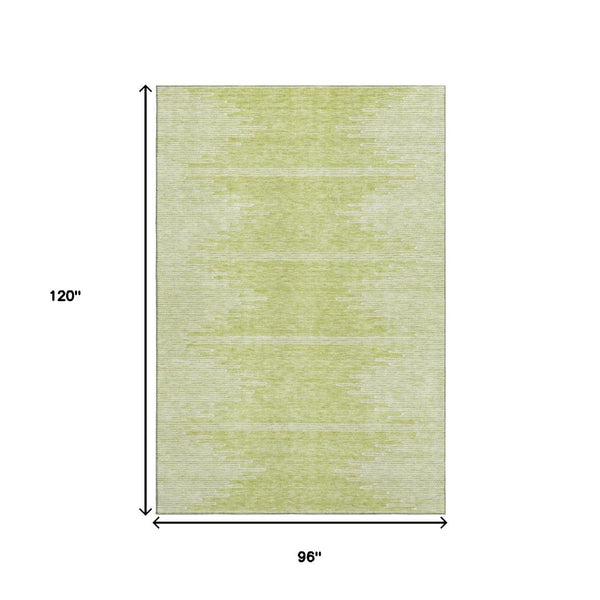HomeRoots 8' X 10' Artichoke Green Abstract Area Rug - Washable, UV-Protected, Durable for High-Traffic Spaces 653663